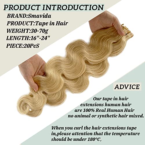18" Tape in Hair Extensions Remy Platinum Blonde 20pcs/40grams
