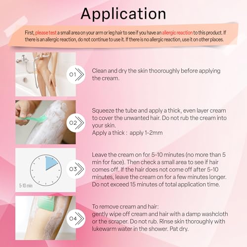 Hair Removal Cream for Women: Bikini Line Intimate Area Depilatory for Face Legs and Underarms - Gentle Formula for Home and Travel Use - Includes Scraper (4.2oz)