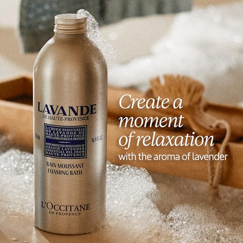 L'Occitane Lavender Bubble Bath Refill, Relaxing Foam & Essential Oil, 16.9 fl oz