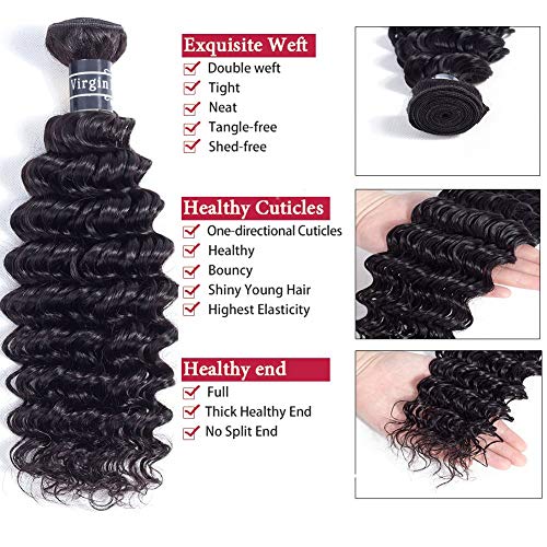 Brazilian Deep Wave Hair Bundles 14 Inch Unprocessed Human Hair Extensions