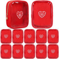 12 Pcs Valentines Heart Chenille Patches Makeup Bags with Zipper Galentine Cosmetic Bags Bulk for Women Red Waterproof Toiletry Bag Valentines Galentines Day Gifts for Team Stuff Travel