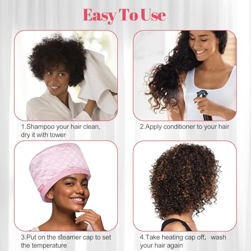 TEPENAR Pink Hair Steamer for Deep Conditioning - 10-Level Fast Heating & Home Use