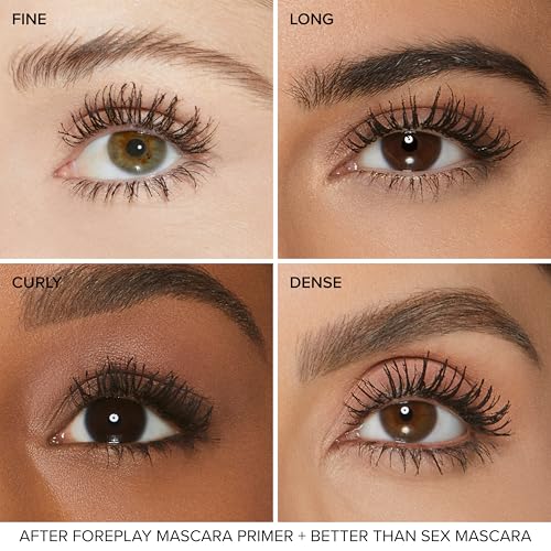 Too Faced Better Than Sex Volumizing Mascara & Foreplay Primer Travel Duo | Includes Better Than Sex Mascara For Volume, 0.17 Fl Oz & Foreplay Primer for Conditioning Prep, 0.13 Fl Oz