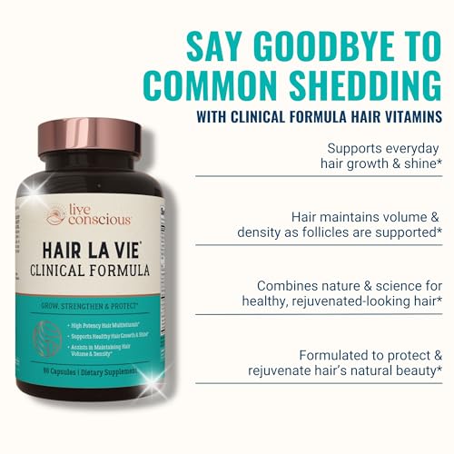 Hair La Vie Live Conscious Clinical Hair Growth Vitamins 90 Count for Women & Men