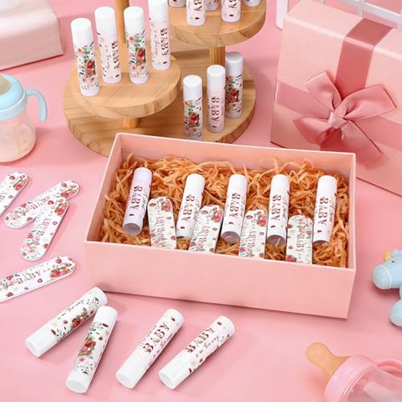 24 Sets Strawberry Baby Shower Favors for Guests Strawberry Lip Balms and Nail File a Berry Sweet Baby Is on The Way Gifts Bulk Fruit Party Supply Thank You Souvenirs for Gender Reveal