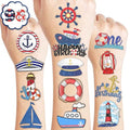 Nautical Pre-cut Temporary Tattoos 8 Sheets 96 PCS Boat 1st Party Decorations Favors Supplies Sailor Nautical Theme Birthday Cute Stickers Christmas Gifts for Boys Girls Class School Prizes Carnival