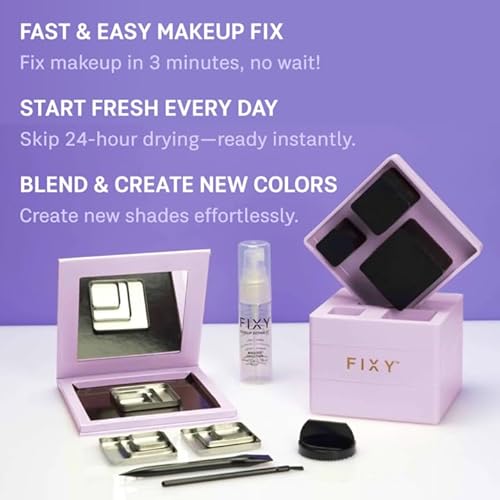 FIXY Makeup Repair Kit ? Repress Eyeshadows, Blush & Highlighter | Save Broken Makeup, Depot in Magnetic Palette | Includes Press, Square Pans, Binder Spray | Reusable, Travel-Friendly