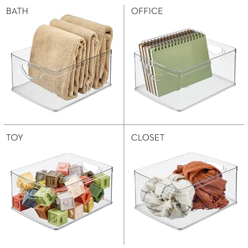 Medium Plastic Stackable Kitchen Cabinet Storage Bin Set of 4 - Clear