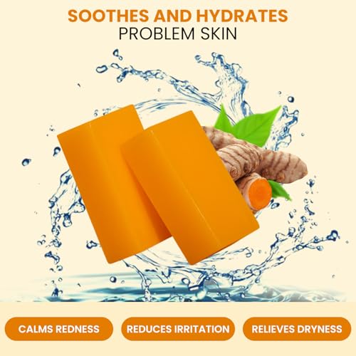 Turmeric Soap Bars ? Natural Glow-Enhancing Cleanser with Herbal Extracts ? Gentle, Moisturizing Bar for Dry & Sensitive Skin ? Face & Body Wash for All Skin Types ? 3 Pack (3.5 oz Each)