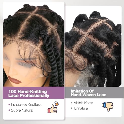 WIGER 360° HD Full Lace Twist Braided Wig for Black Women, 32in Jumbo Senegal Twist