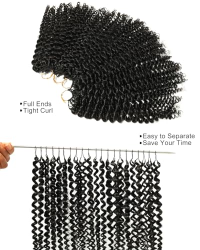 BEEOS Human Crochet Hair 16 Inch Natural Black Kinky Curly 40g Pre-Separated Knotless Extensions