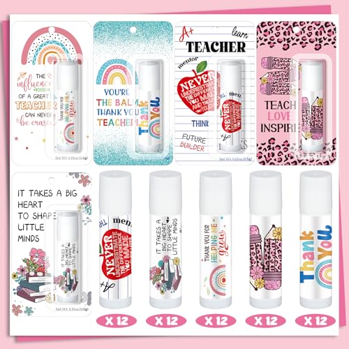 60 Pack Teacher Employee Appreciation Gift Bulk Lip Balm Employee Staff Appreciation Teacher Staff Team Thank You Gift Bulk Honey Flavor Balm Inspirational Party Favors for Women Men (Classic)