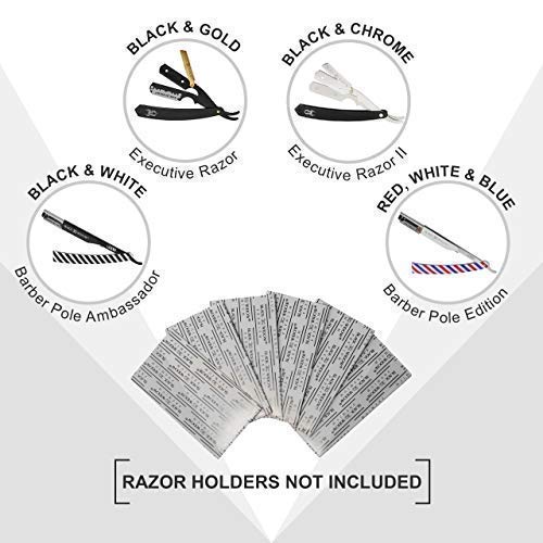 Black Widow Bundle Barber Straight Razor Gold and Matte Black - Premium Double Edge Razor Blades 100 Count Blades