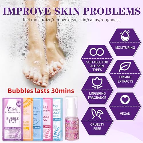 Pedicure Foot Soak Set 6-in-1 Foot Spa Kit for Tired & Dry Feet - Lavender, 3 Pack