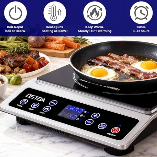 OSTBA Portable Induction Cooktop 1800W Small Countertop Burner