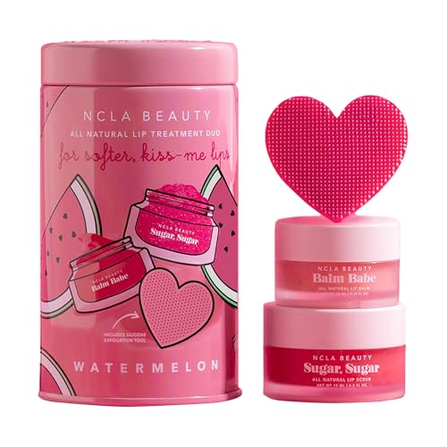 Watermelon Lip Treatment Set - Natural Lip Scrub & Hydrating Balm, 3 Pieces
