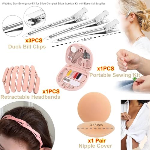 Wedding Day Survival Kit for Bride ? Mini Emergency Personal Care Set with Essential Supplies. Maid of Honor Tool Kit for Beauty & Fashion Fixes, Travel