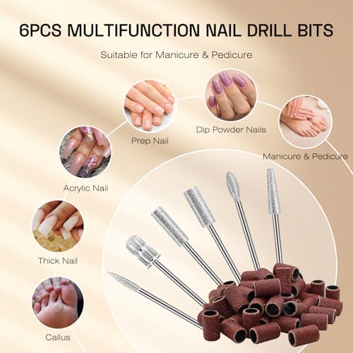Electric Nail Drill File Machine - Portable Cordless 45000RPM with Stepless Speed Knob - Nail Art & Manicure Kit - Nail Drill Variation
