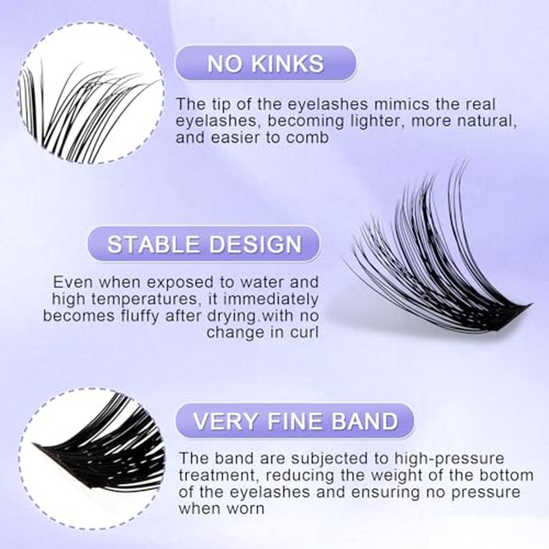 DIY lash Cluster Kit 60D+80D with 240 PCS C/D Curl 12-16mm Mixed,Individual Lashes Clusters Lash Band and Seal