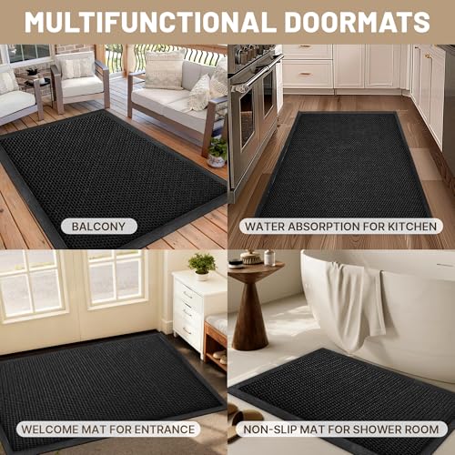 Black 4' x 6' Commercial Rubber Entrance Mat - Heavy Duty Indoor Outdoor Door