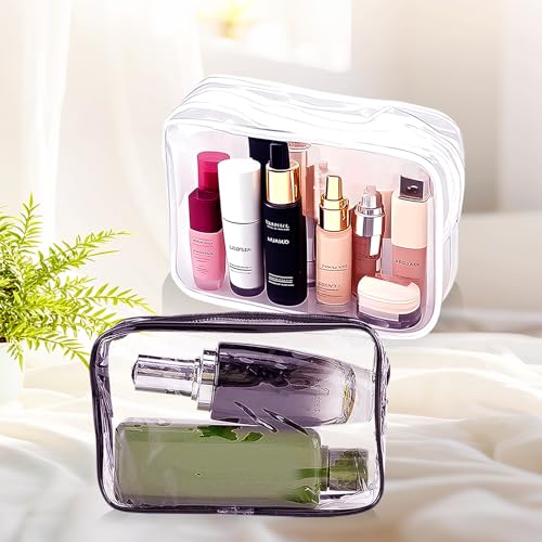 Black 24 Pcs Waterproof TSA Approved Clear Toiletry Bags for Travel