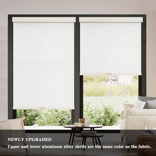 Cordless Blackout Roller Shades - Linen Beige, 51x72 Inches, Child Safe