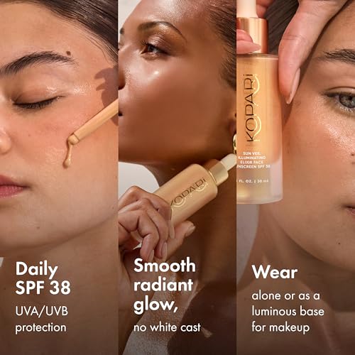 SPF 38 Illuminating Elixir Face Sunscreen with Shea Butter & Mica - Buildable Golden Glow, Lightweight, Vegan, Cruelty-Free - Variation: SPF 38 Illuminating Elixir