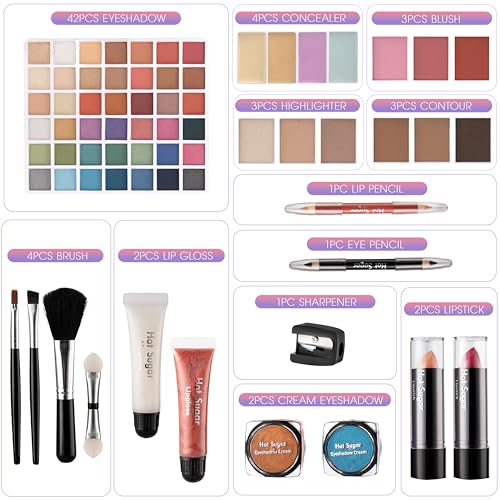 Hot Sugar Teen Makeup Kit Gift Set - 42 Eyeshadows, 14-Piece Variety