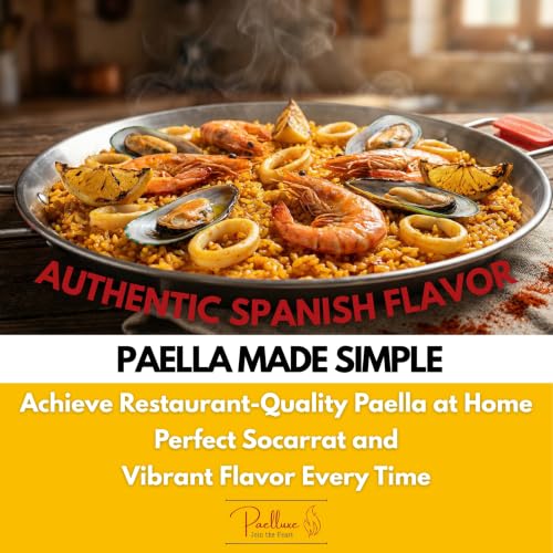 20 Inch Stainless Steel Paella Pan - Large Tri-Ply 14 Serving Paellera for Outdoors & Oven Safe