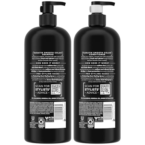 TRESemm? Shampoo and Conditioner, Keratin Smooth Color ? Anti-Fade, Anti-Frizz Hair Products for Color-Treated Hair, 28 Oz Ea