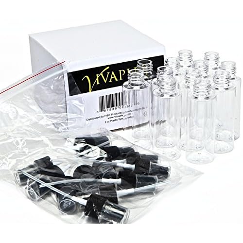 Vivaplex, 12, Clear, 2 oz, Plastic Bottles, with Black Fine Mist Sprayers