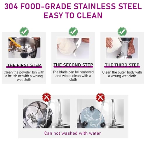 550g Commercial Grain Mill - 304 Stainless Steel Spice & Flour Grinder, 2000W High-Speed Food Processor