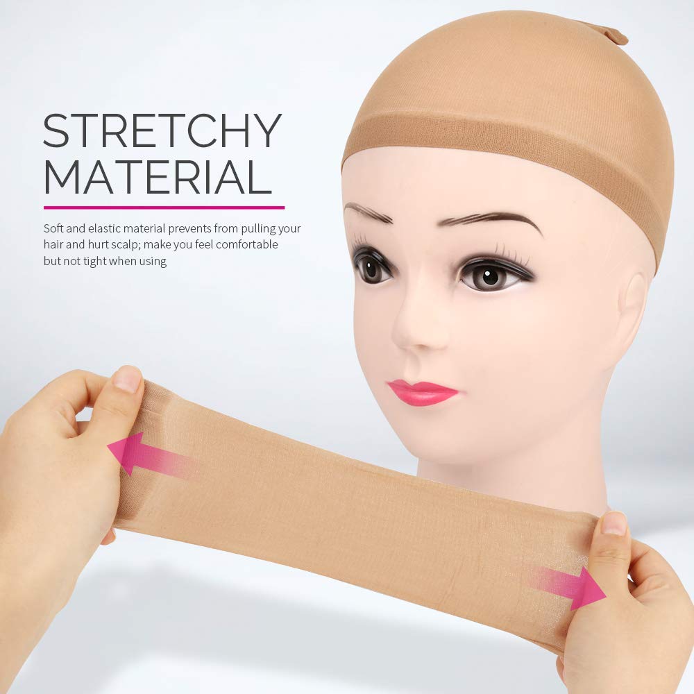 Hoedia 2 PCS Makeup Latex Bald Caps and 2 PCS Nylon Wig Caps Costume Accessories for Halloween Party Adults Kids