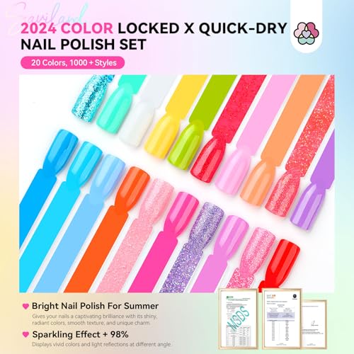 SAVILAND Neon Nail Polish Set - 20+3 Bright Colors, Quick Dry, Nail Art Kit for Home & Gift