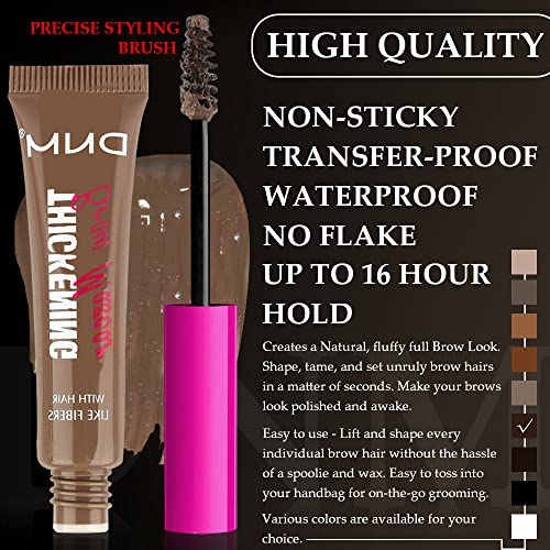 Tinted Thickening Brow Gel Brown Mascara,Tinted Eyebrow Gel,Waterproof, Transfer-proof, Brush to Fill in Eyebrows and Cover Gray Hairs - Cruelty Free (1pc 06 Brunette)