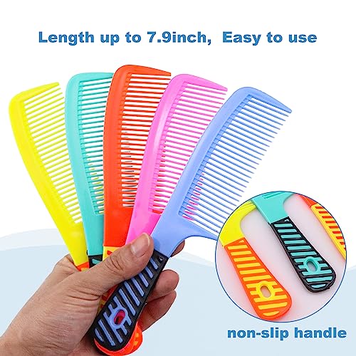 Disposable Hair Combs Bulk Pack 8.1 Inch Individually Wrapped 50 Count - Colorful Styling Tools