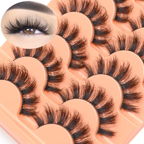 Luwigs False Eyelashes Fluffy Cat Eye Lashes Faux Mink Eyelashes 8D Volume Wispy False Eyelashes Thick Soft Natural Look 7 Pairs Black (Cat Eye 7 Pairs)