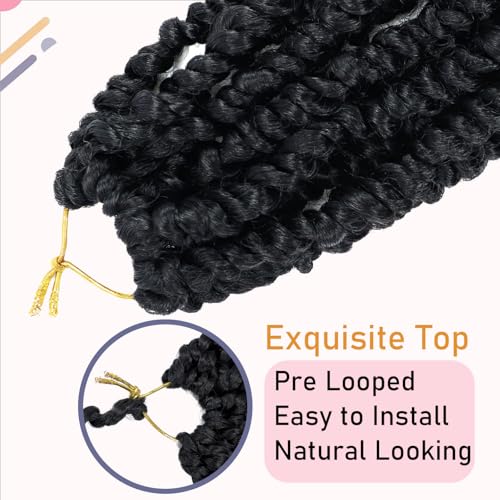 LOS MOEER 8 Pack Passion Twist Crochet Hair 10 Inch 1B Pre-Twisted Soft Lightweight