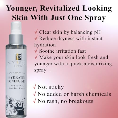 Organic Hydrating Face Toner with Rose Water Aloe Vera Witch Hazel - All Skin Types