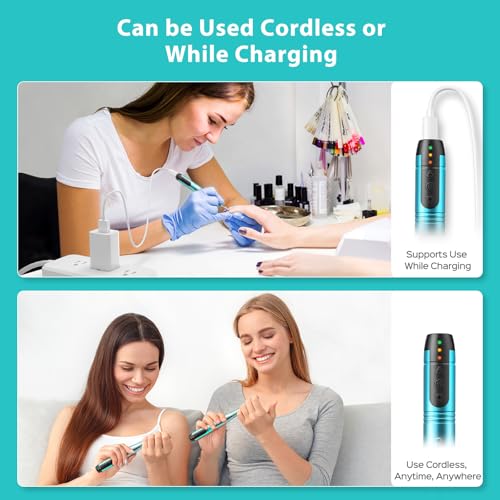 Cordless Nail Drill Electric File Kit - Gradient Blue, All-in-One Manicure & Pedicure Tool