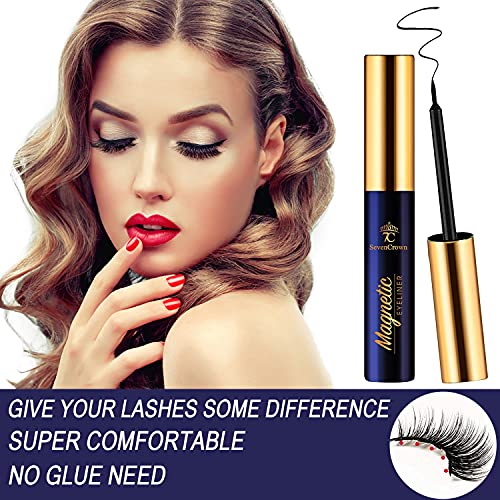 Magnetic Eyelashes with Eyeliner Kit - 10 Pairs Reusable 3D Natural Look