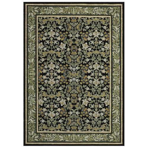 Green Black Washable 6x9 Rug for Living Room & Bedroom - GarveeHome