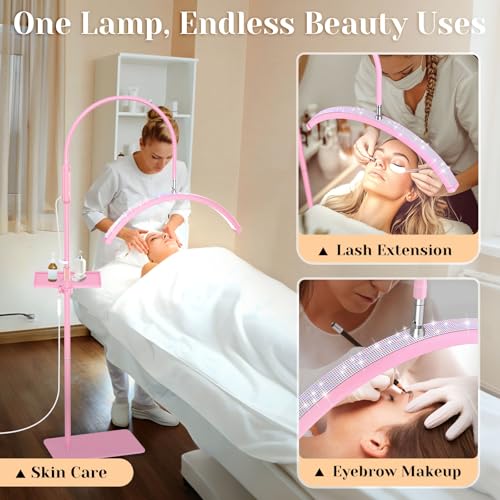 Pink Bling Lash Light for Eyelash Tech with Tray - Half Moon LED Lamp