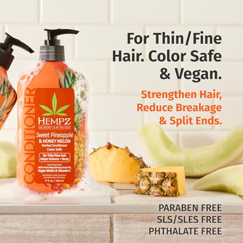 Pineapple Melon Hempz Biotin Conditioner 33.8oz for Fine & Damaged Hair - Sweet Pineapple & Honey Melon Variant