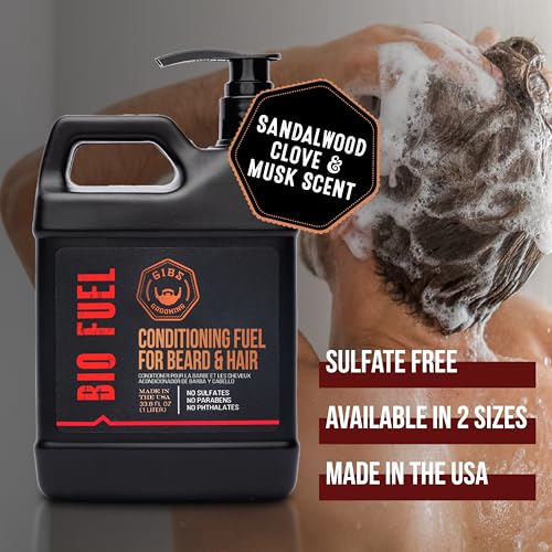 GIBS Grooming Bio Fuel Conditioner 33.8 oz for Beard & Hair Growth, Made in USA