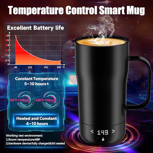 Self Heating Coffee Mug 18oz with App Control & Temperature Display - Iron Black