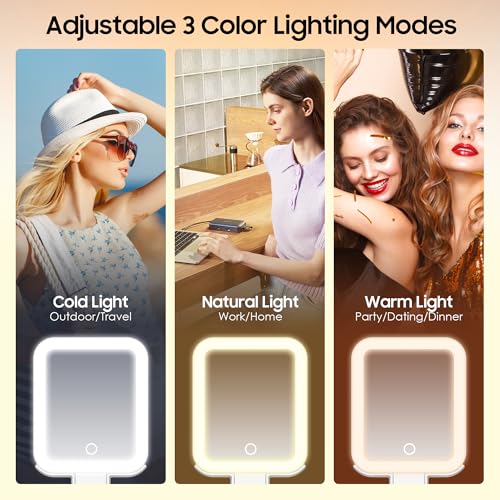 B Beauty Planet White Travel Makeup Mirror with Lights, 1X/30X Magnification & Adjustable Brightness