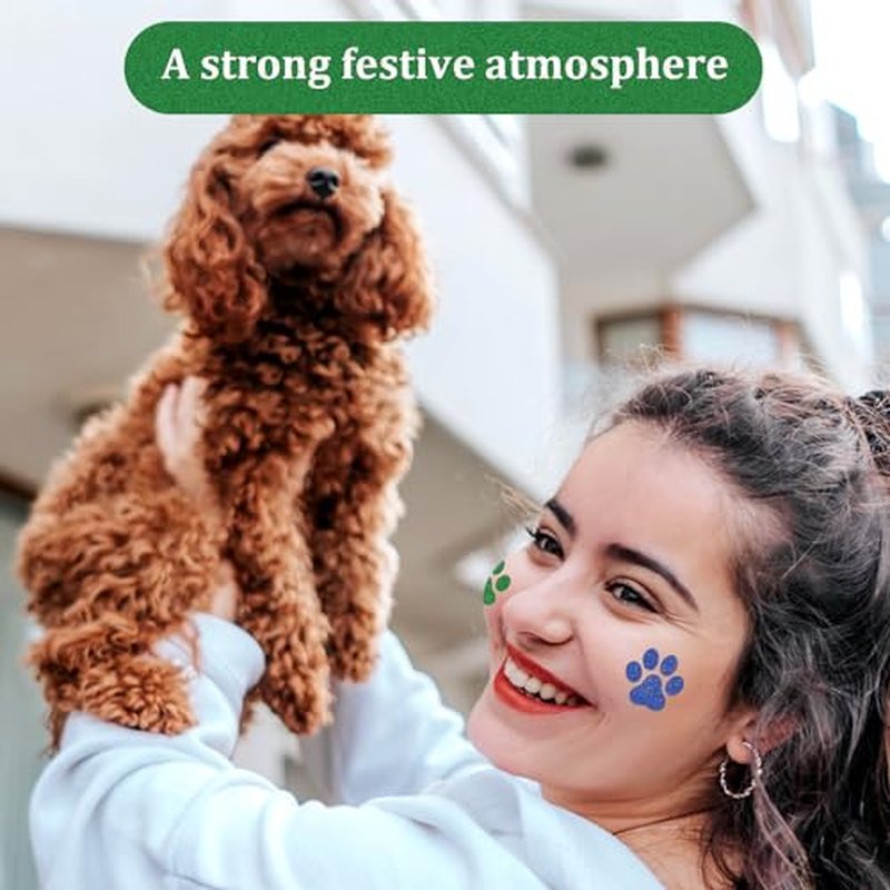 30 sheets 240pcs Dog Paw Glitter Temporary Tattoos, Paw Print Tattoo Face Tattoos Sticker Dog Paw Body Tattoos for Women Girls Face Body Accessories