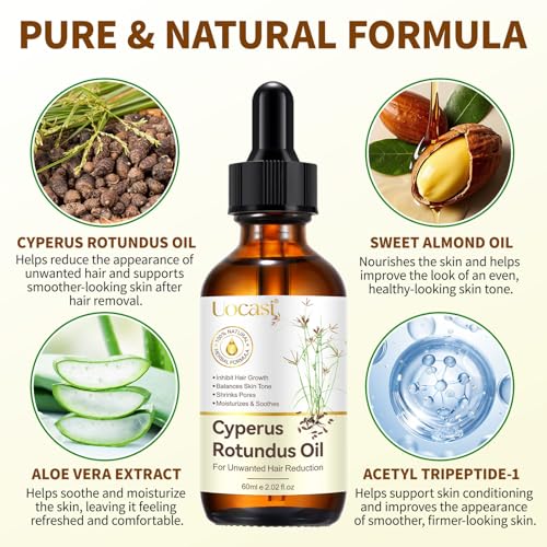 Cyperus Rotundus Hair Removal Oil - 3 Pack, Natural Skin Soothing & Hair Growth Inhibitor, 2.02 Fl Oz Each