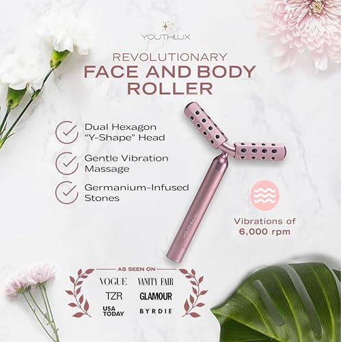 Germanium Stone Facial Roller - Rose Gold Uplifting Skin Tightening & Anti-Aging Tool